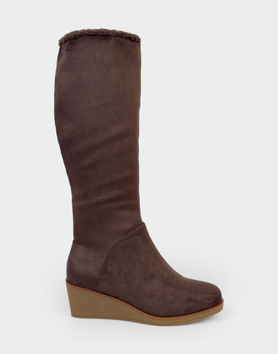 Binocular Shearling Tobacco Faux Suede Faux Shearling Trimmed