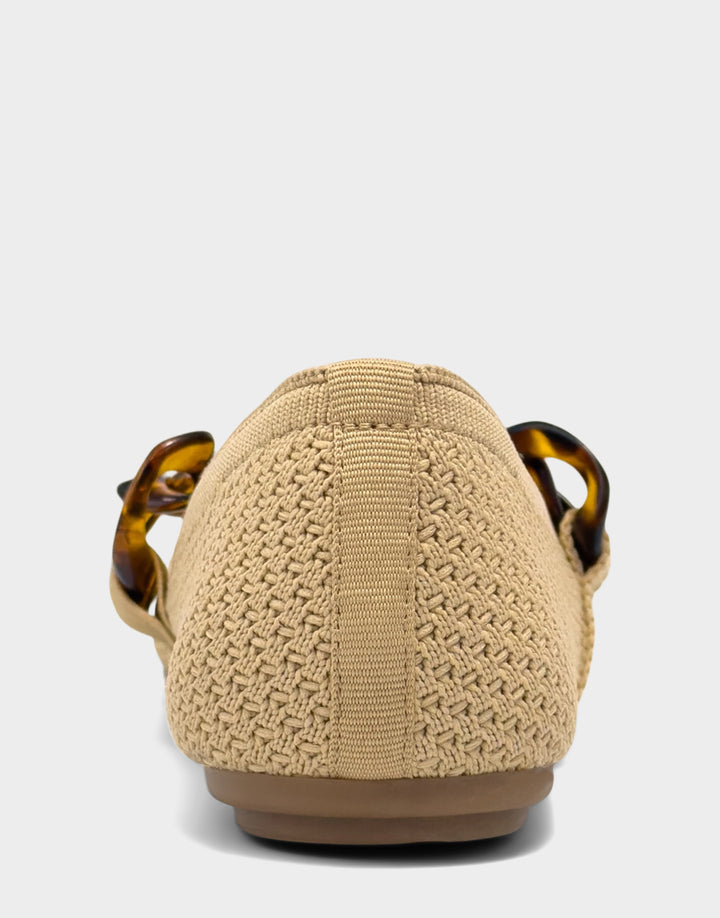 Comfortable Women's Knit Flat in Beige Bisque Knit Back View