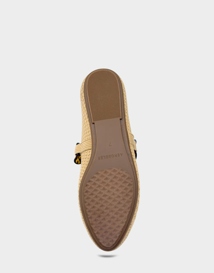 Comfortable Women's Knit Flat in Beige Bisque Knit Bottom View