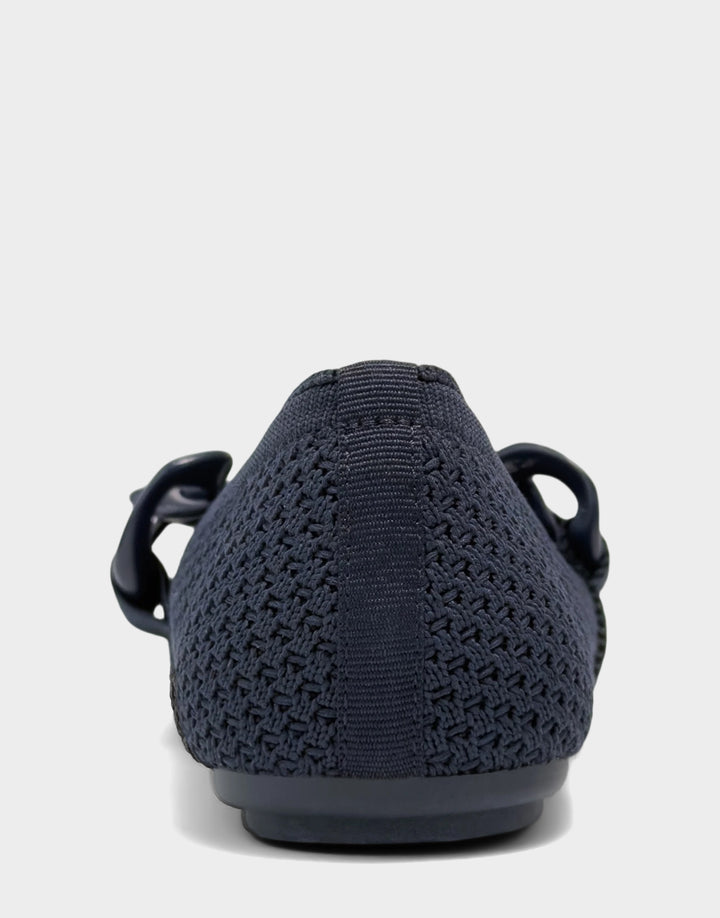 Comfortable Women's Knit Flat in Black Knit Back View