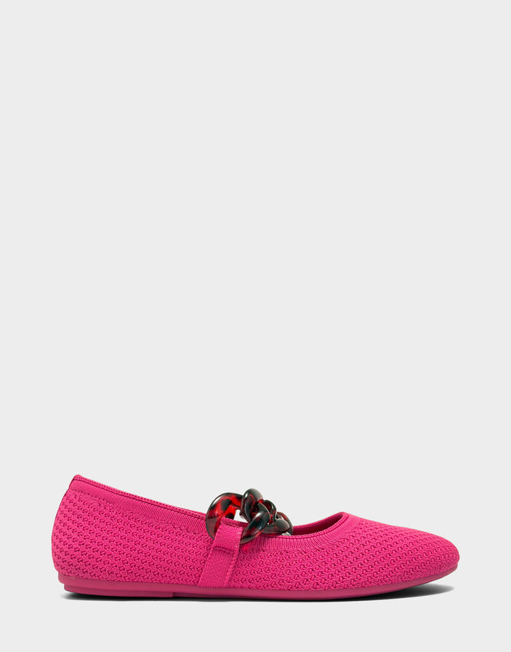 Comfortable Women's Knit Flat in Magenta Knit Side View