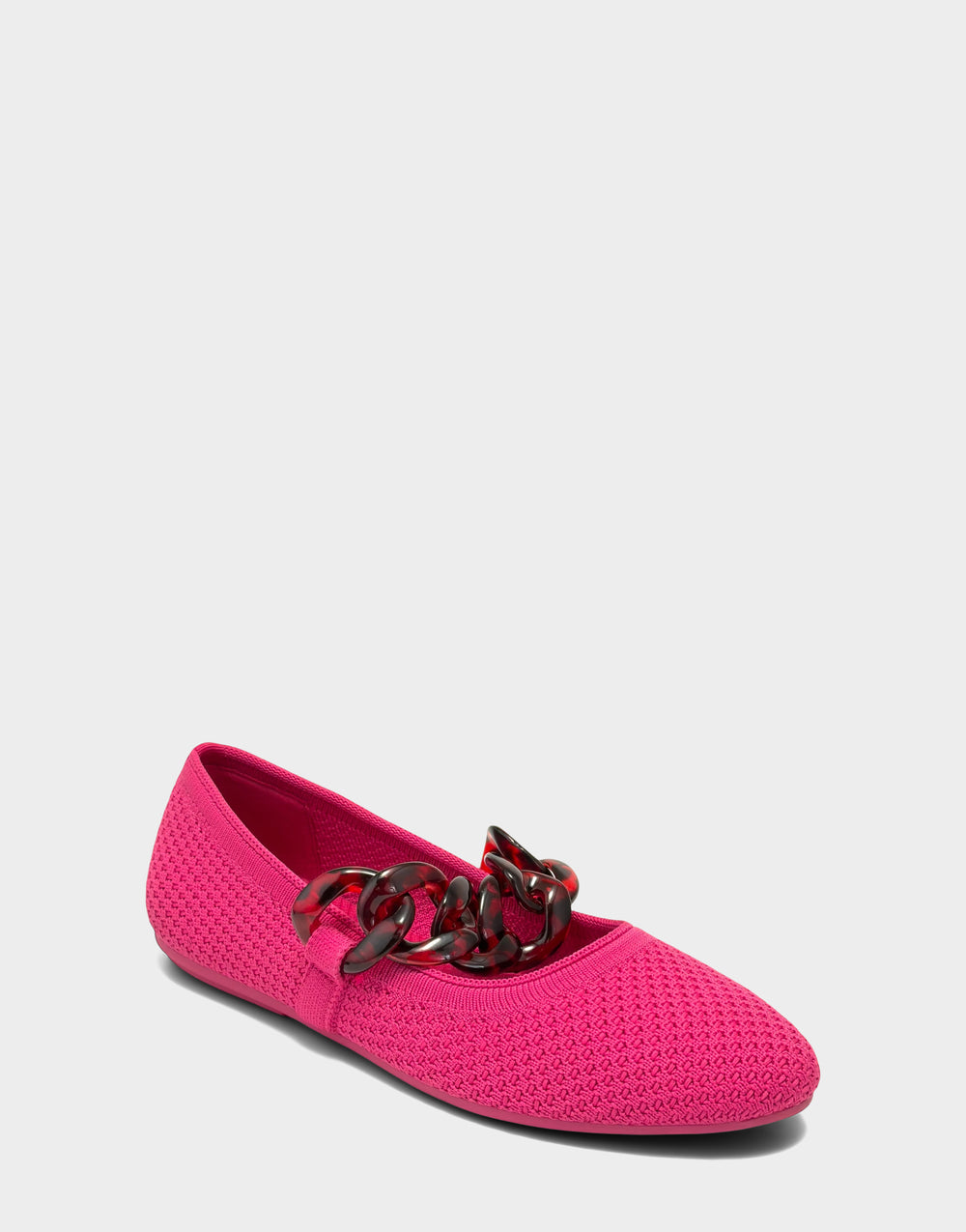 Comfortable Women's Knit Flat in Magenta Knit Side Angle View