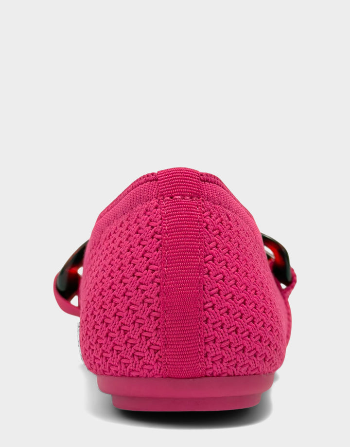Comfortable Women's Knit Flat in Magenta Knit Back View