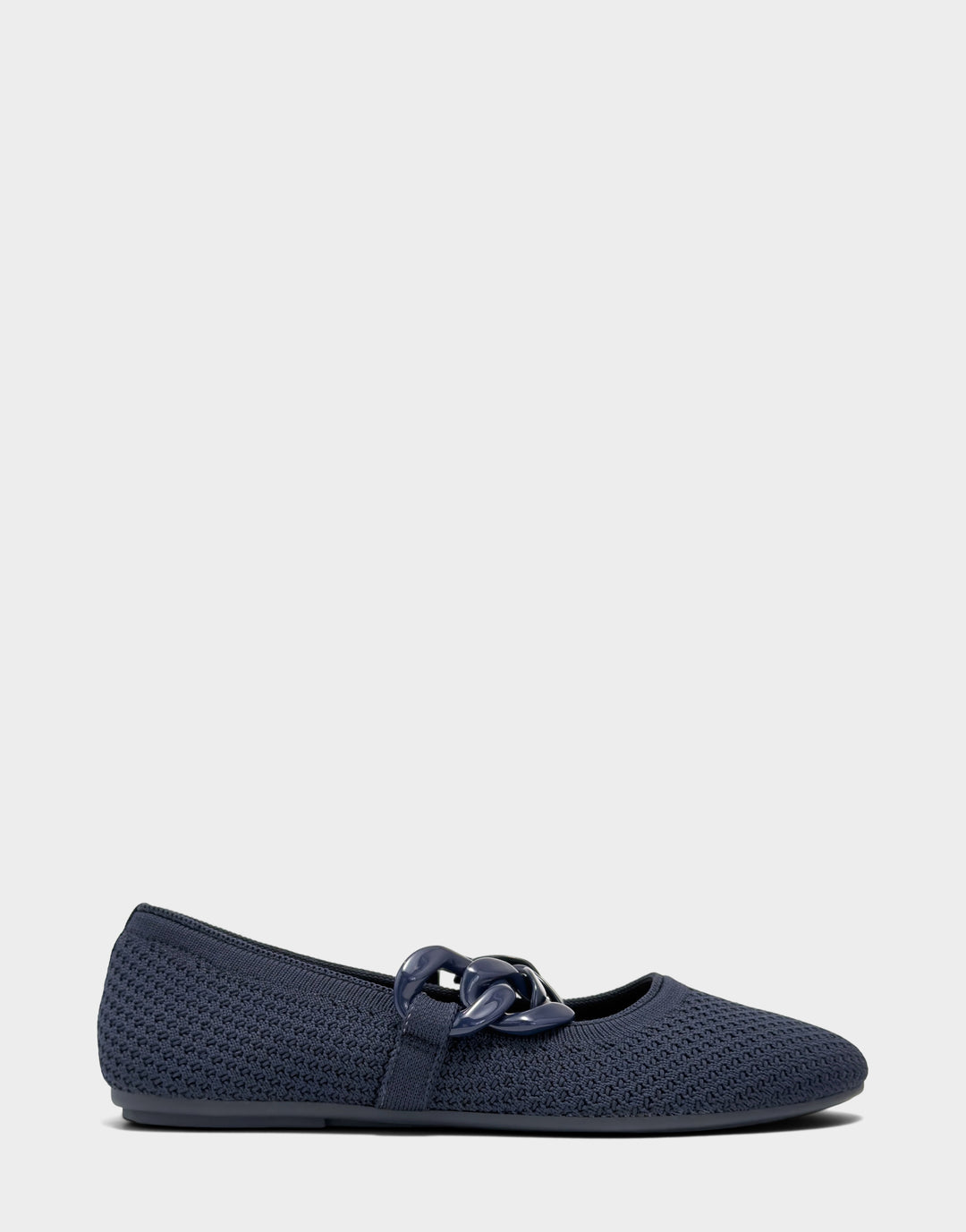 Comfortable Women's Knit Flat in Navy Knit Side View
