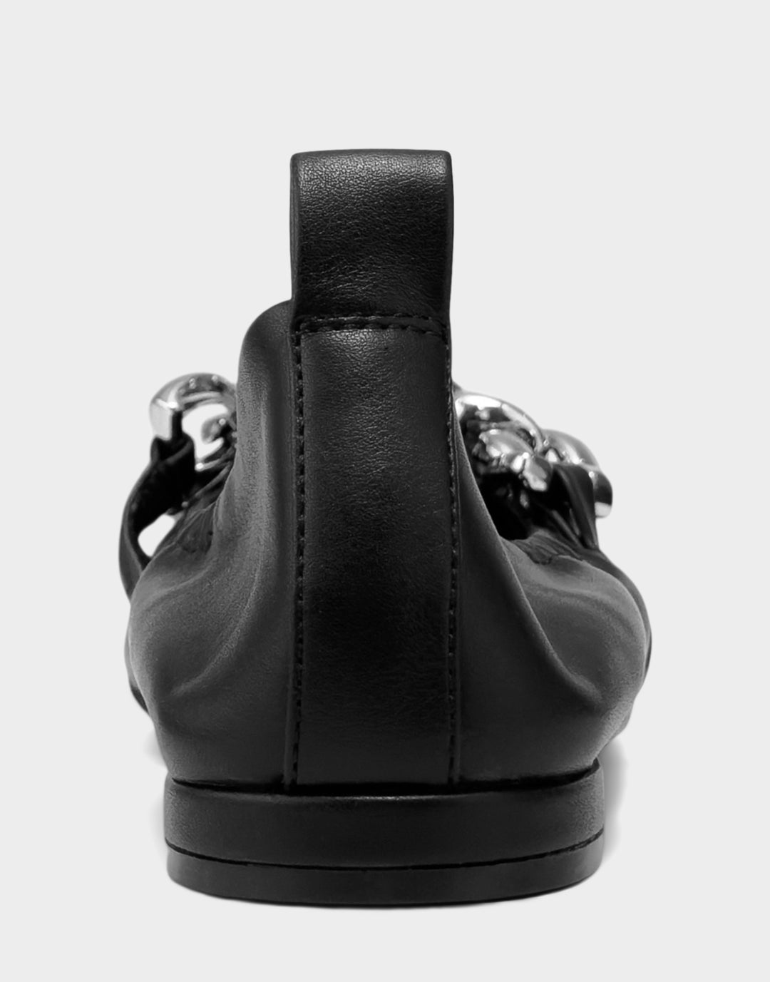 Comfortable Women's Dress Flat in Black Faux Leather Back View