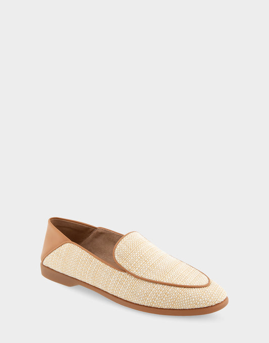 Women's Collapsible Back Loafer in Natural Raffia Combo