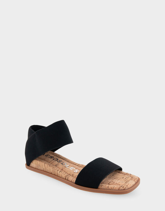 Women's Elastic Banded Mini Wedge Sandal in Black Combo