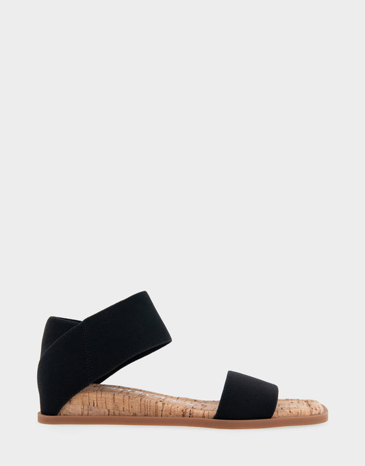 Women's Elastic Banded Mini Wedge Sandal in Black Combo