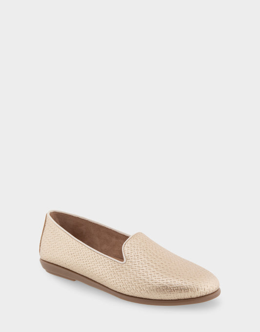 Women's Loafer in Soft Gold Faux Leather