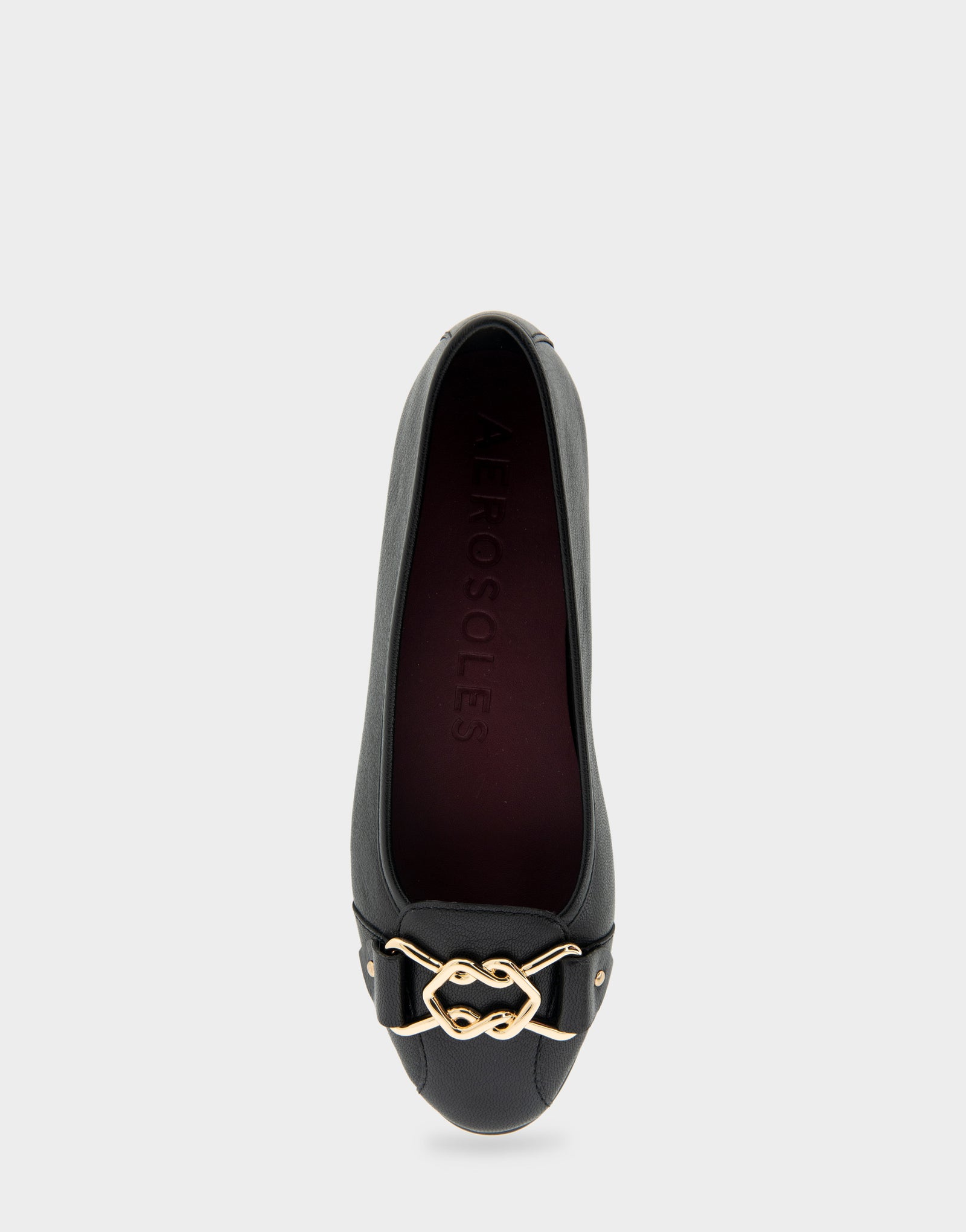 Women's Ornamented Flat in Black Leather
