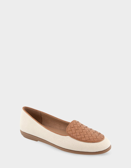 Women's Woven Plug Loafer in Natural Canvas Fabric