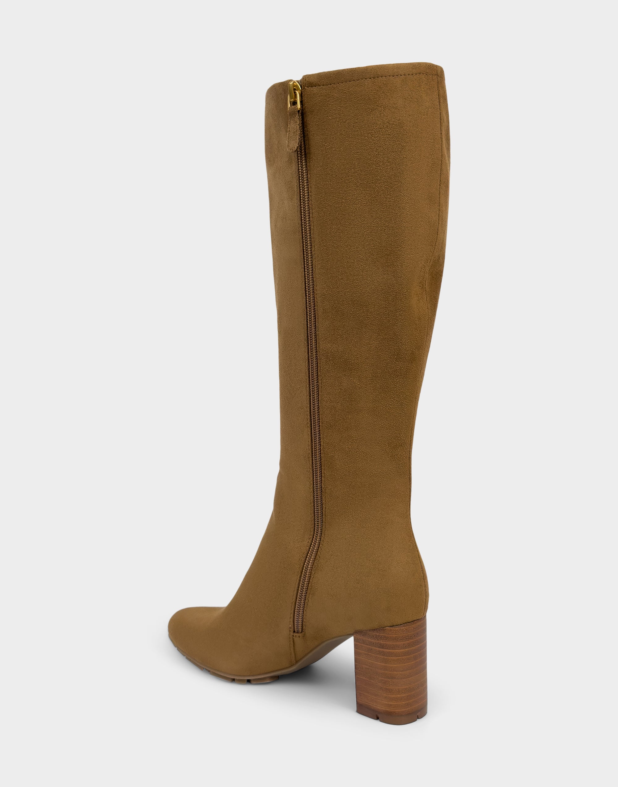 【BRUNT】Heaven and Earth TAN Women's Mid Block Heel Boot in Tobacco Stretch Faux Suede