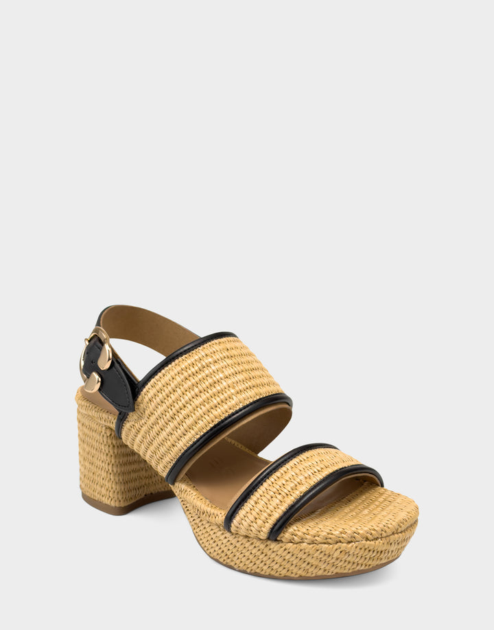 Comfortable Women's Platform Sandal in Natural Basket Raffia Side Angle View