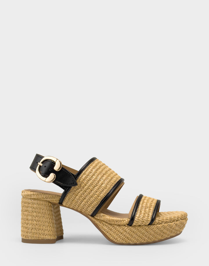 Comfortable Women's Platform Sandal in Natural Basket Raffia Side View