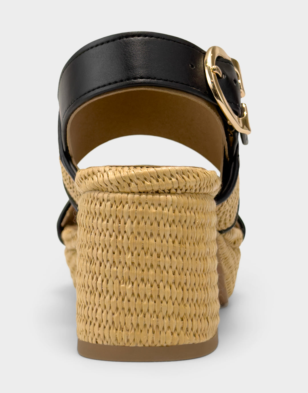 Comfortable Women's Platform Sandal in Natural Basket Raffia Back View