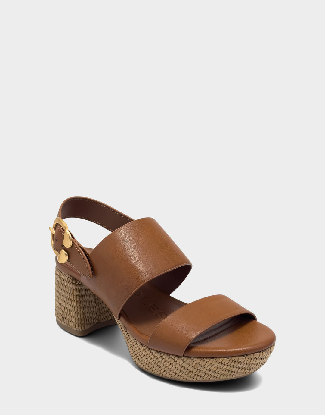 Comfortable Women's Platform Sandal in Tan Faux Burnished Calf Faux Burnished Calf Side Angle View