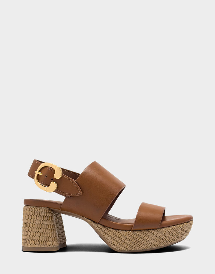 Comfortable Women's Platform Sandal in Tan Faux Burnished Calf Faux Burnished Calf Side View