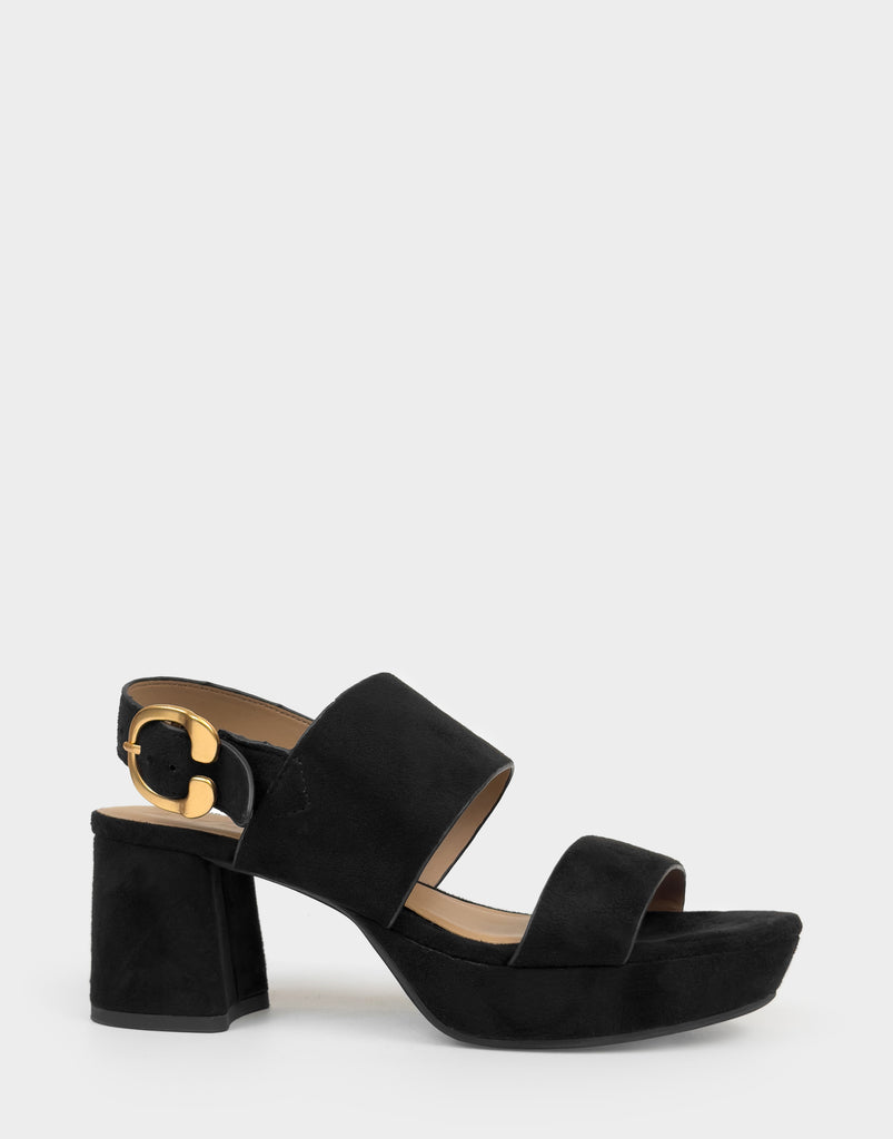 Camera Black Platform Block Heel Sandal with Buckle – Aerosoles