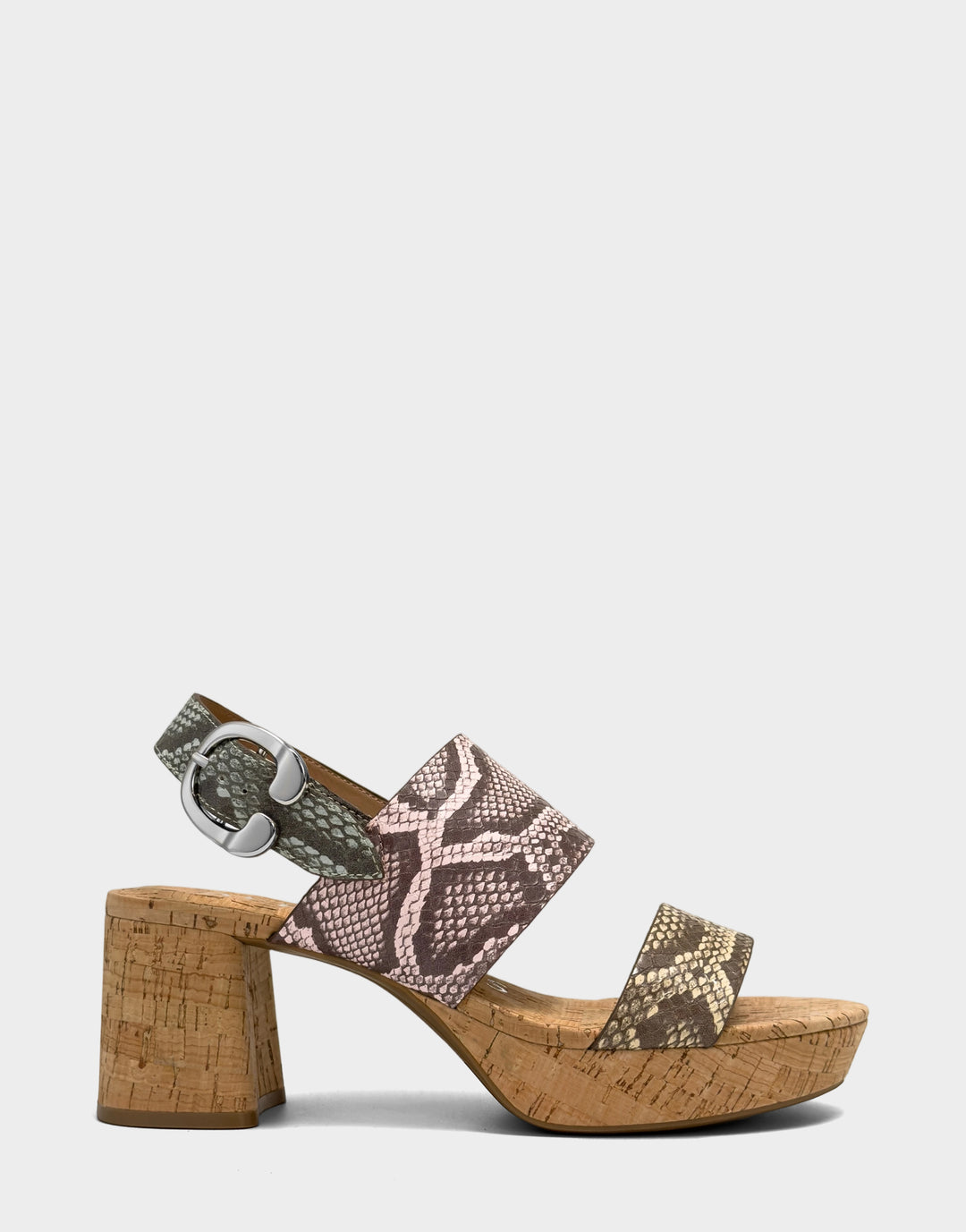 Comfortable Women's Platform Sandal in Multi Faux Snake Print Side View