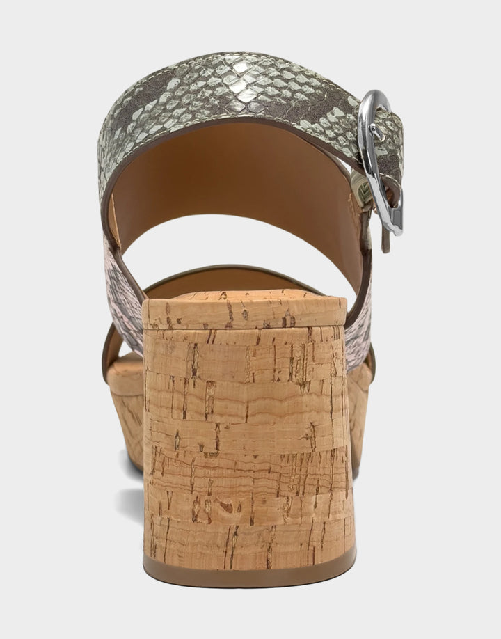 Comfortable Women's Platform Sandal in Multi Faux Snake Print Back  View