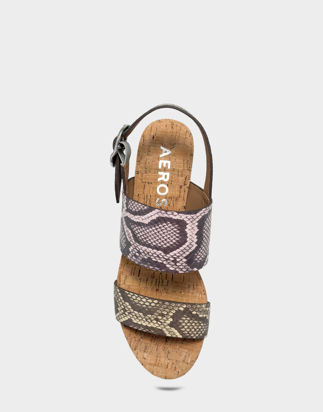 Comfortable Women's Platform Sandal in Multi Faux Snake Print Full Front View