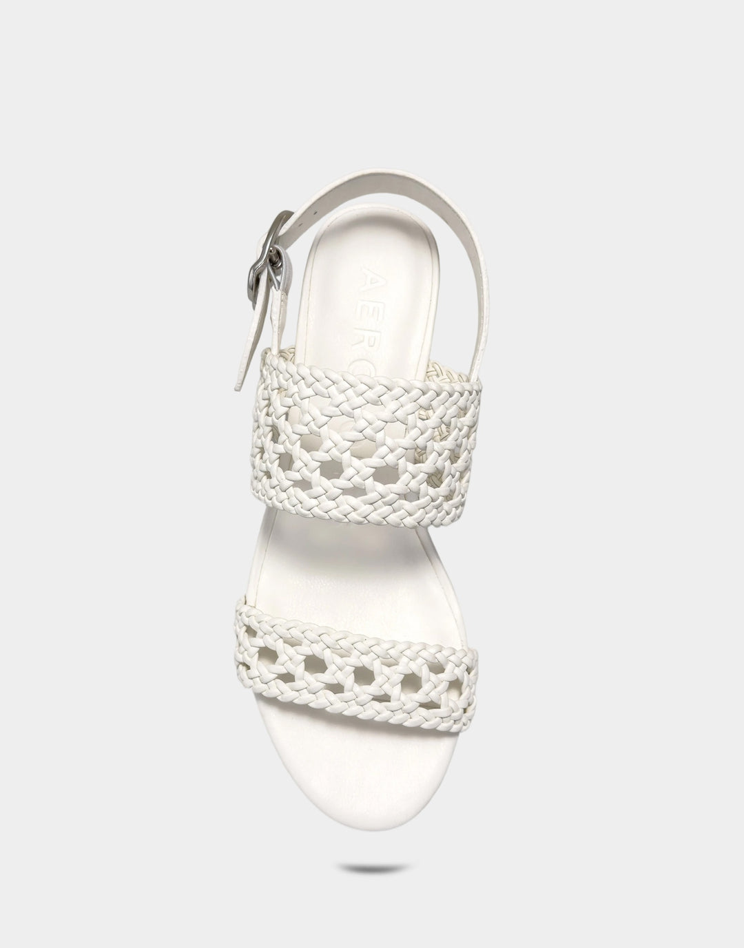 Comfortable Women's Platform Sandal in White Woven Fabric Full Front View