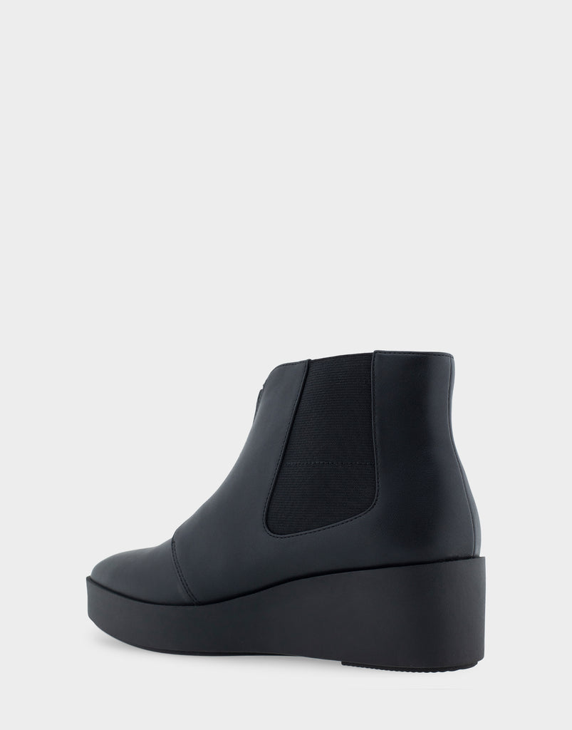 Carin Black Faux Leather Wedge Heel Ankle Boot – Aerosoles