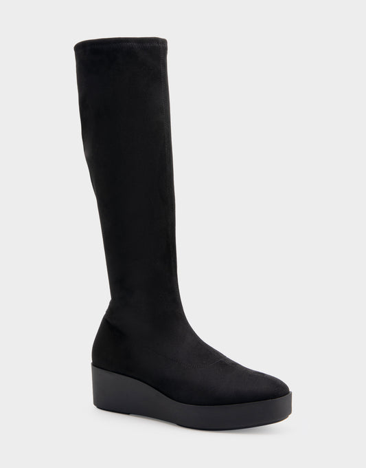 Women's Flatform Heel Tall Shaft Boot in Black