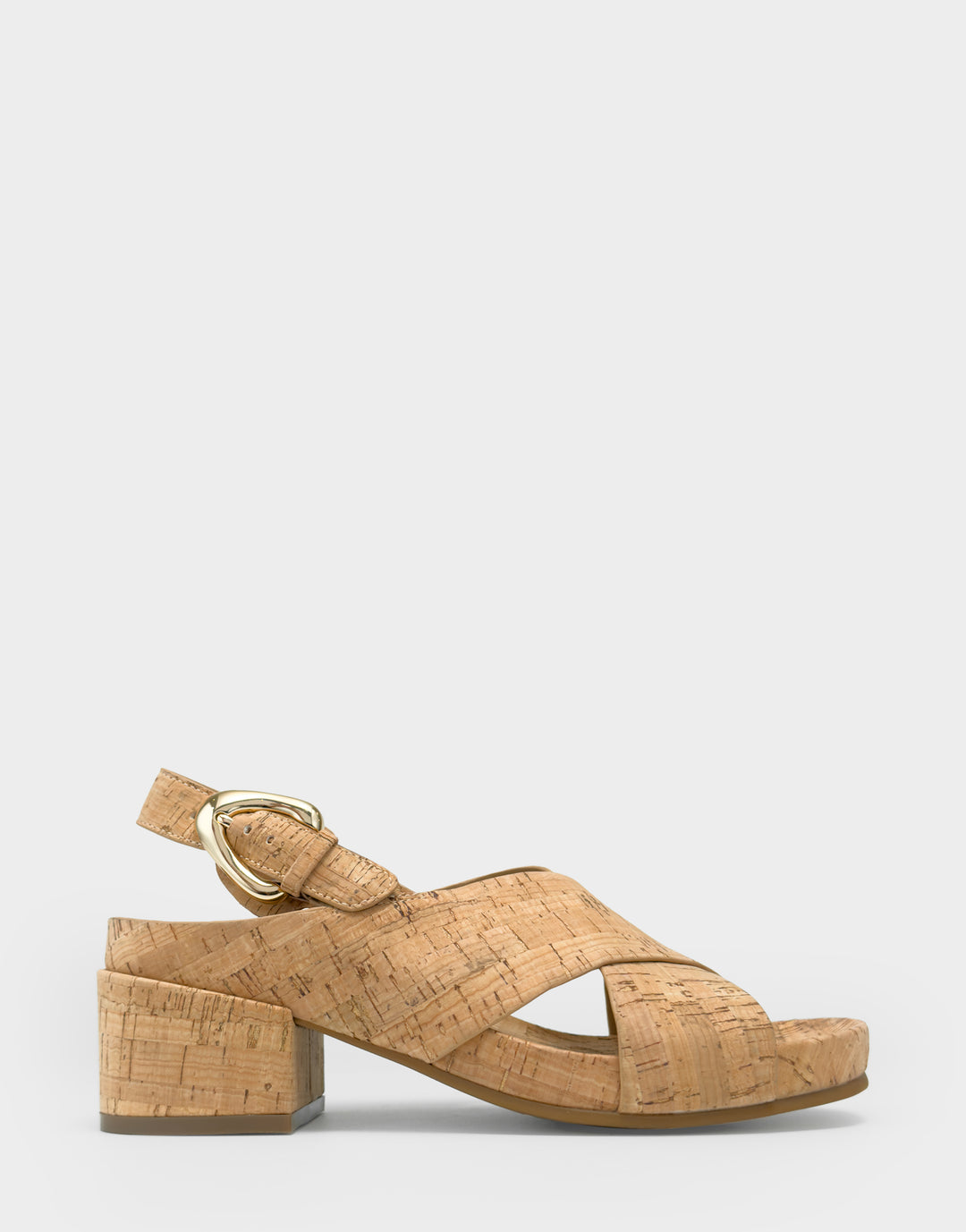 Comfortable Women's Heeled Sandal in Natural Cork Side View