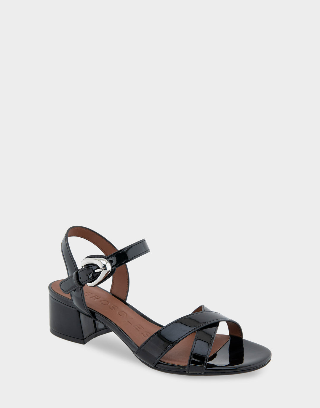 Aerosoles Cinzia Women's Block-Heeled Sandals, Size: 7 Wide, Black Patent Aerosoles Cinzia Women's Block-Heeled Sandals, Size: 7 Wide, Black Patent