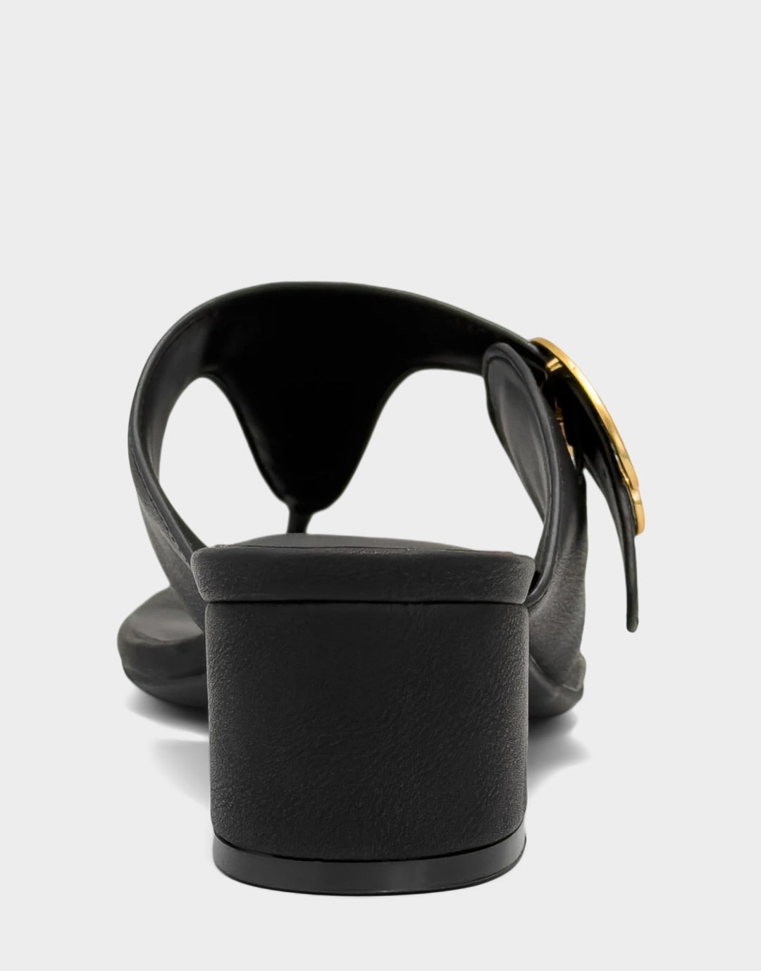 Comfortable Women's Heeled Sandal in Black Faux Calf Back View