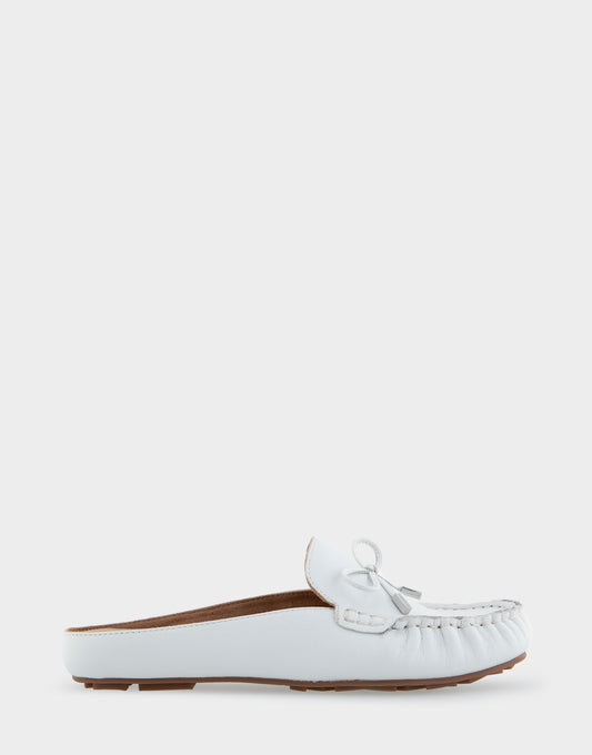 Women's Slip On Driver in White Leather