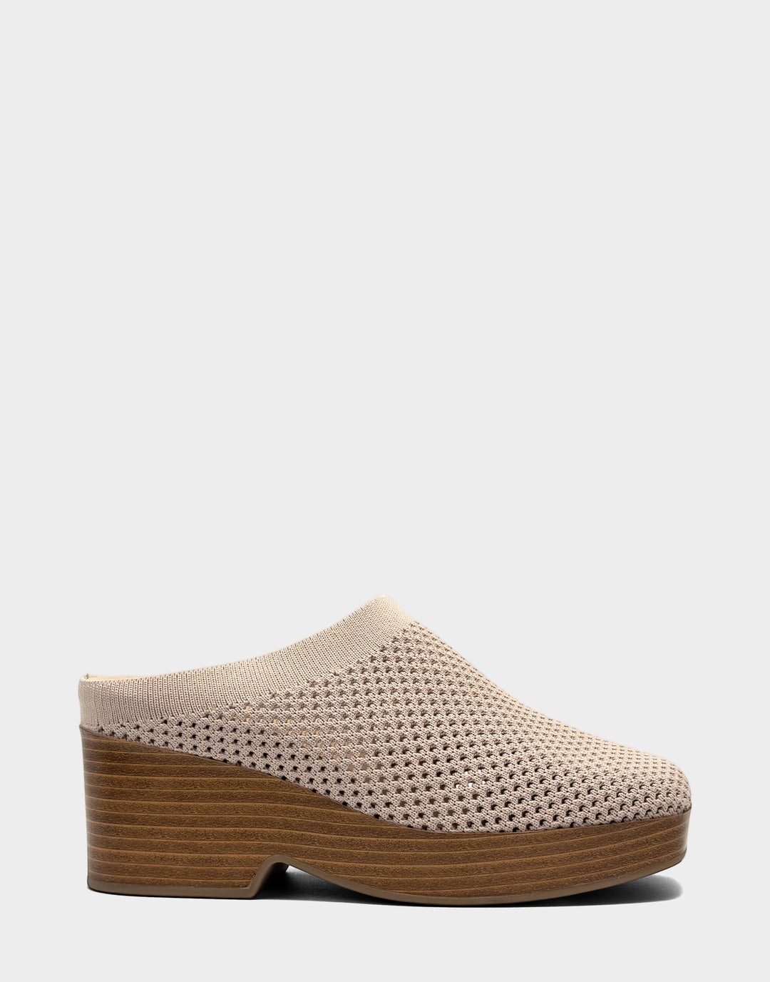 Comfortable Women's Mule in Natural Open Knit Side View