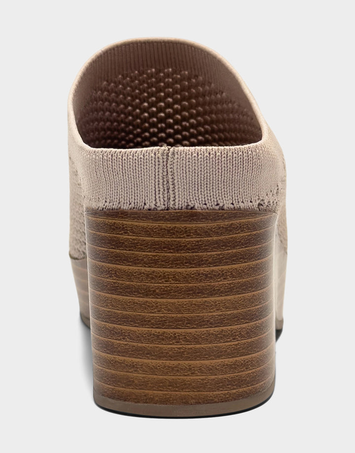 Comfortable Women's Mule in Natural Open Knit Back View