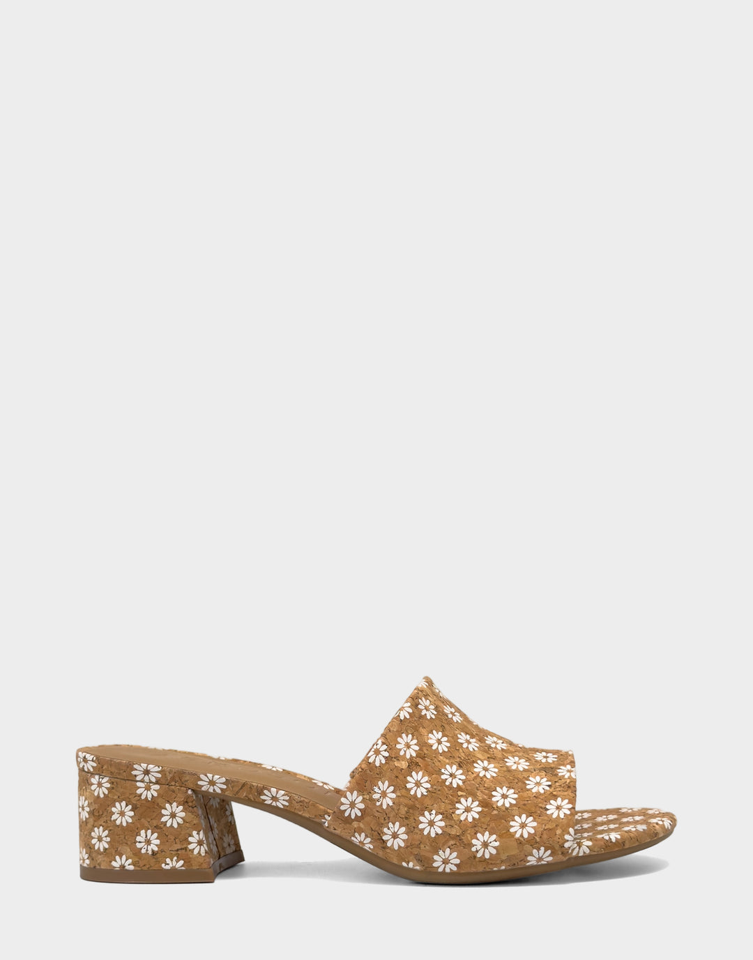 Comfortable Women's Low Heeled Sandal in Natural Daisy Cork Side View