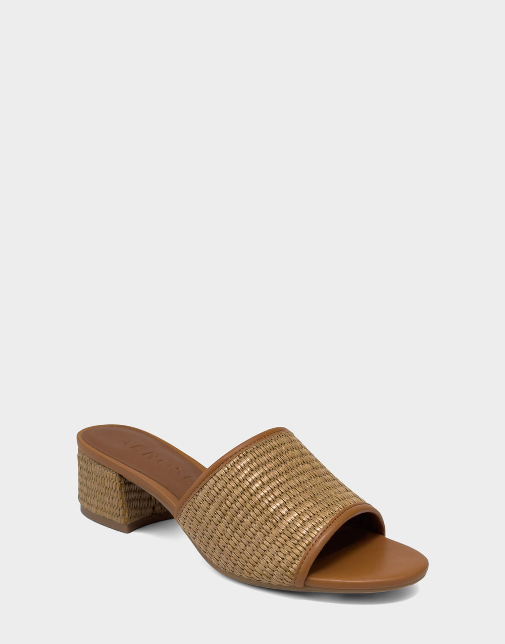 Comfortable Women's Heeled Sandal in Natural Basket Raffia Side Angle View