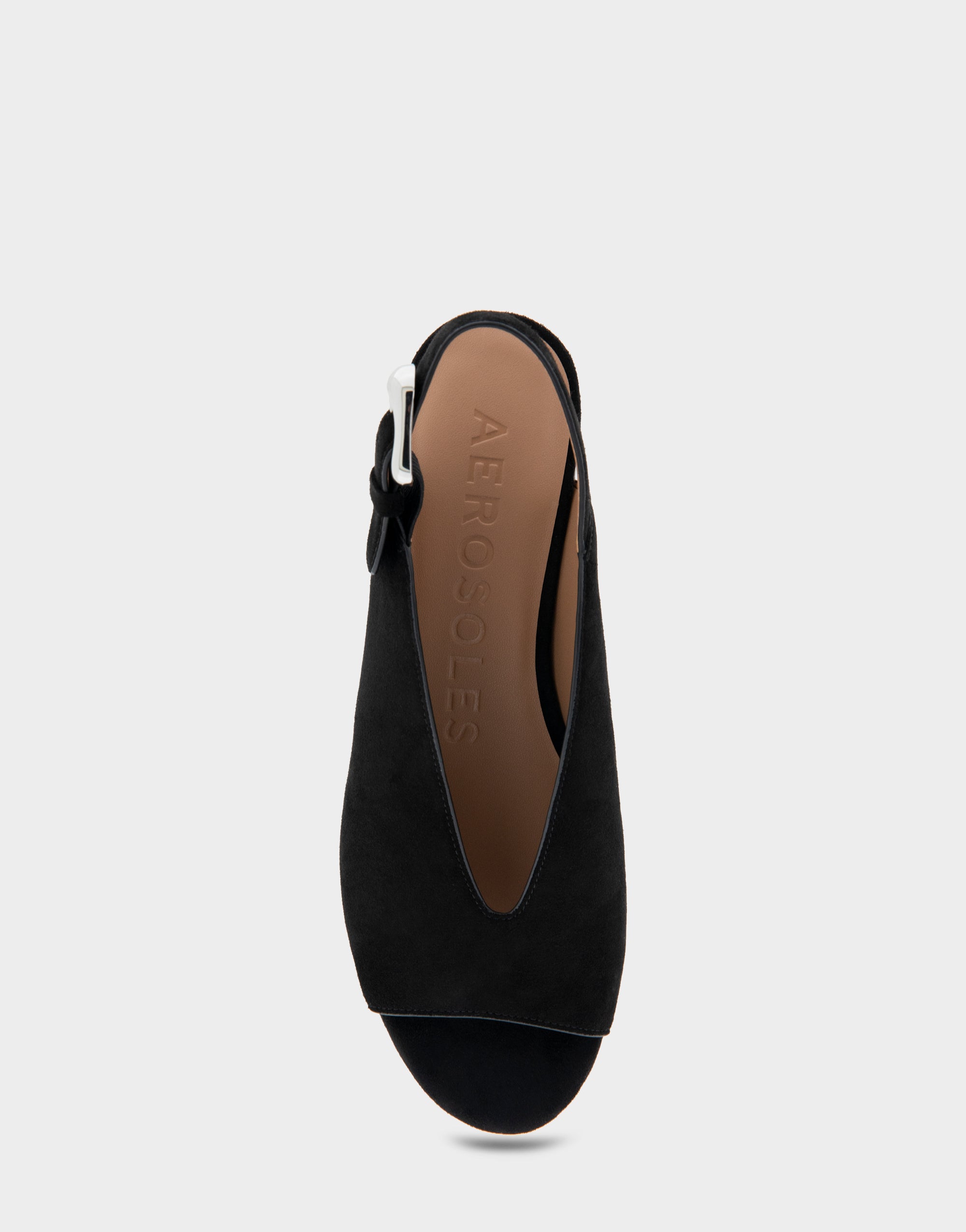 Cornelia Black Suede Peep Toe Platform Sandal – Aerosoles