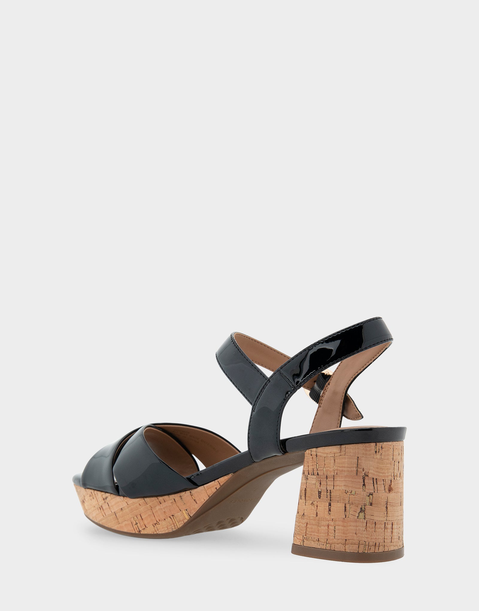 Women's Crisscross Platform Sandal in Black Patent Faux Leather