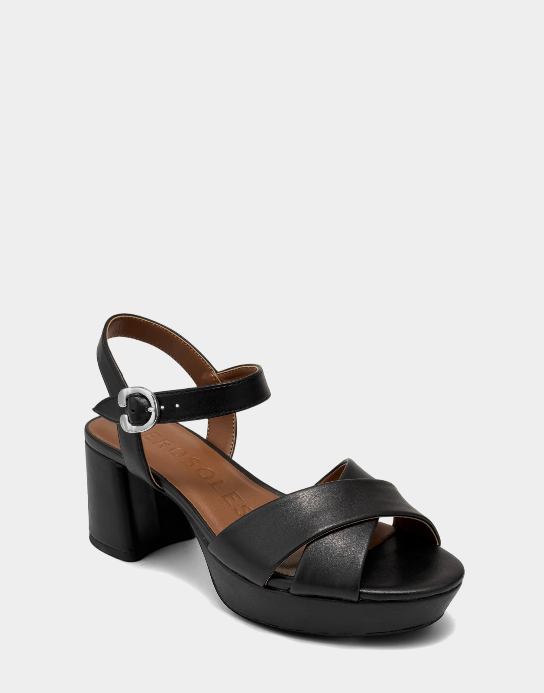 Black Platform Block Heel Sandal with Buckle Cosmos – Aerosoles