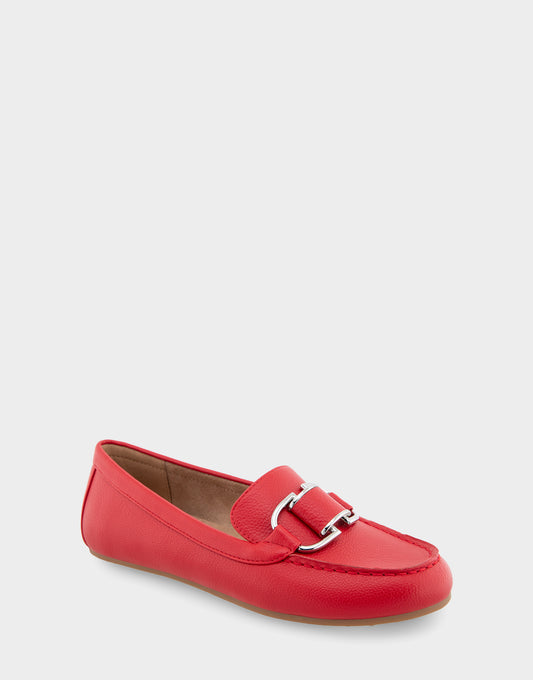 Women's Ornamented Loafer in Racing Red Faux Leather