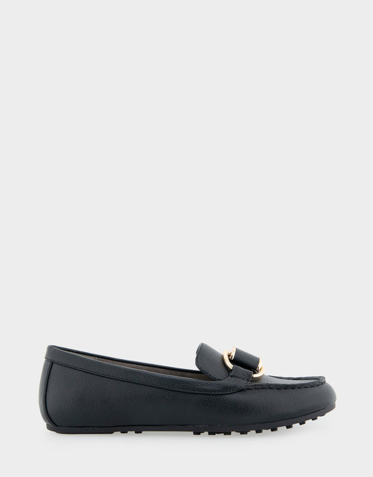 Women's Ornamented Loafer in Black Faux Leather