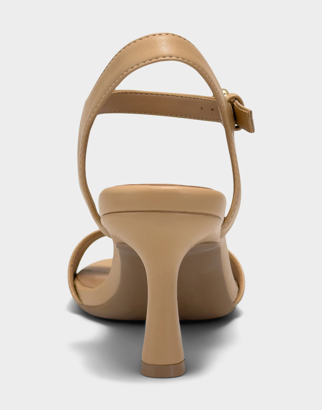 Comfortable Women's Heeled Sandal in Natural Faux Leather Back View