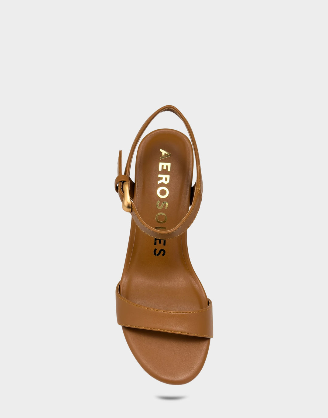 Comfortable Women's Heeled Sandal in Natural Faux Leather Full Front View