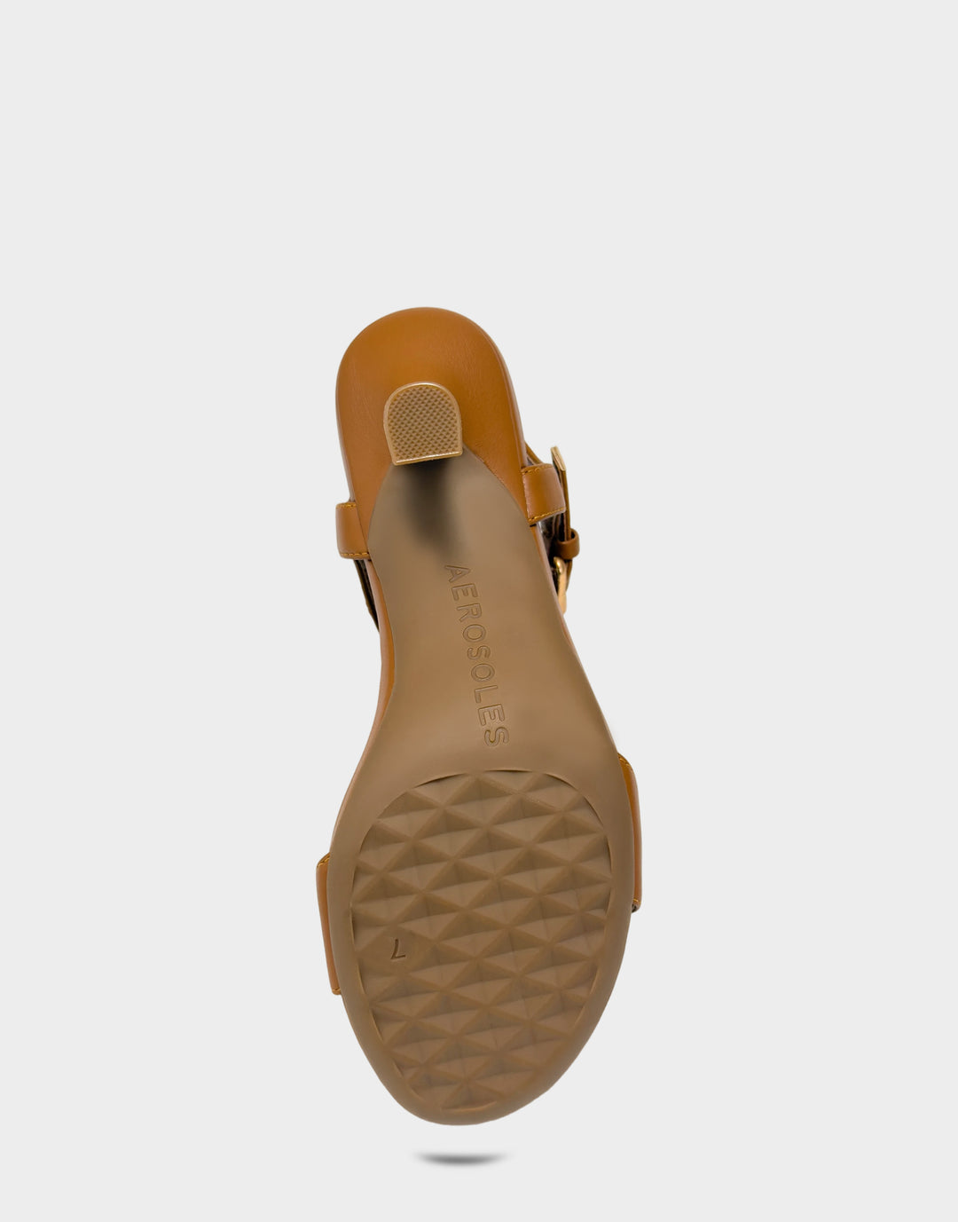 Comfortable Women's Heeled Sandal in Natural Faux Leather Bottom View