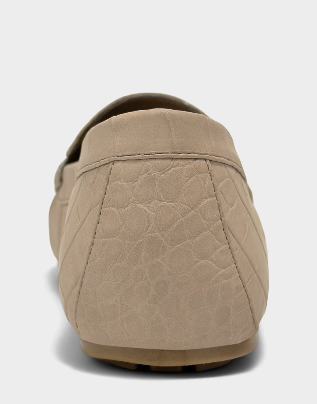 Comfortable Women's Casual Loafer in Natural Faux Croc Nubuck Back View