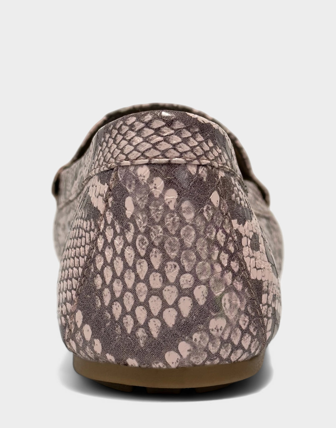 Comfortable Women's Casual Loafer in Pink Faux Snake Print Back View
