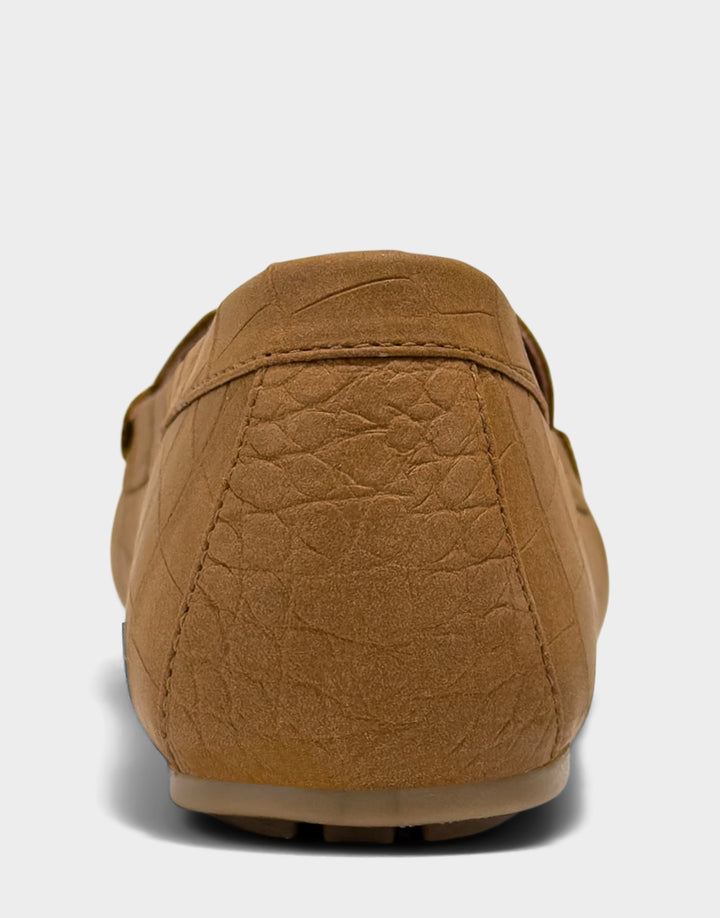 Comfortable Women's Casual Loafer in Yellow Faux Snake Print Back View