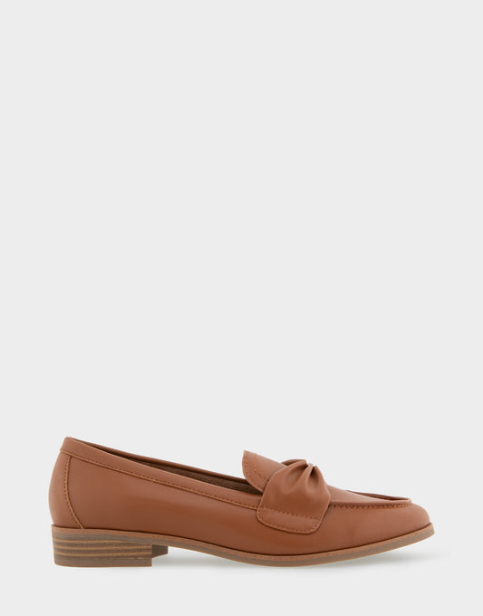 Women's Tailored Loafer in Dark Tan Faux Leather