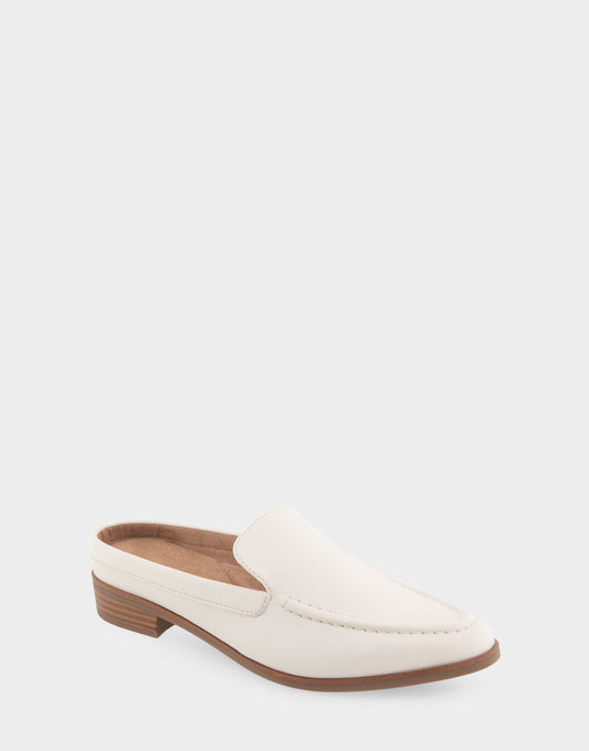 Women's Backless Slip On Loafer in Eggnog Faux Leather