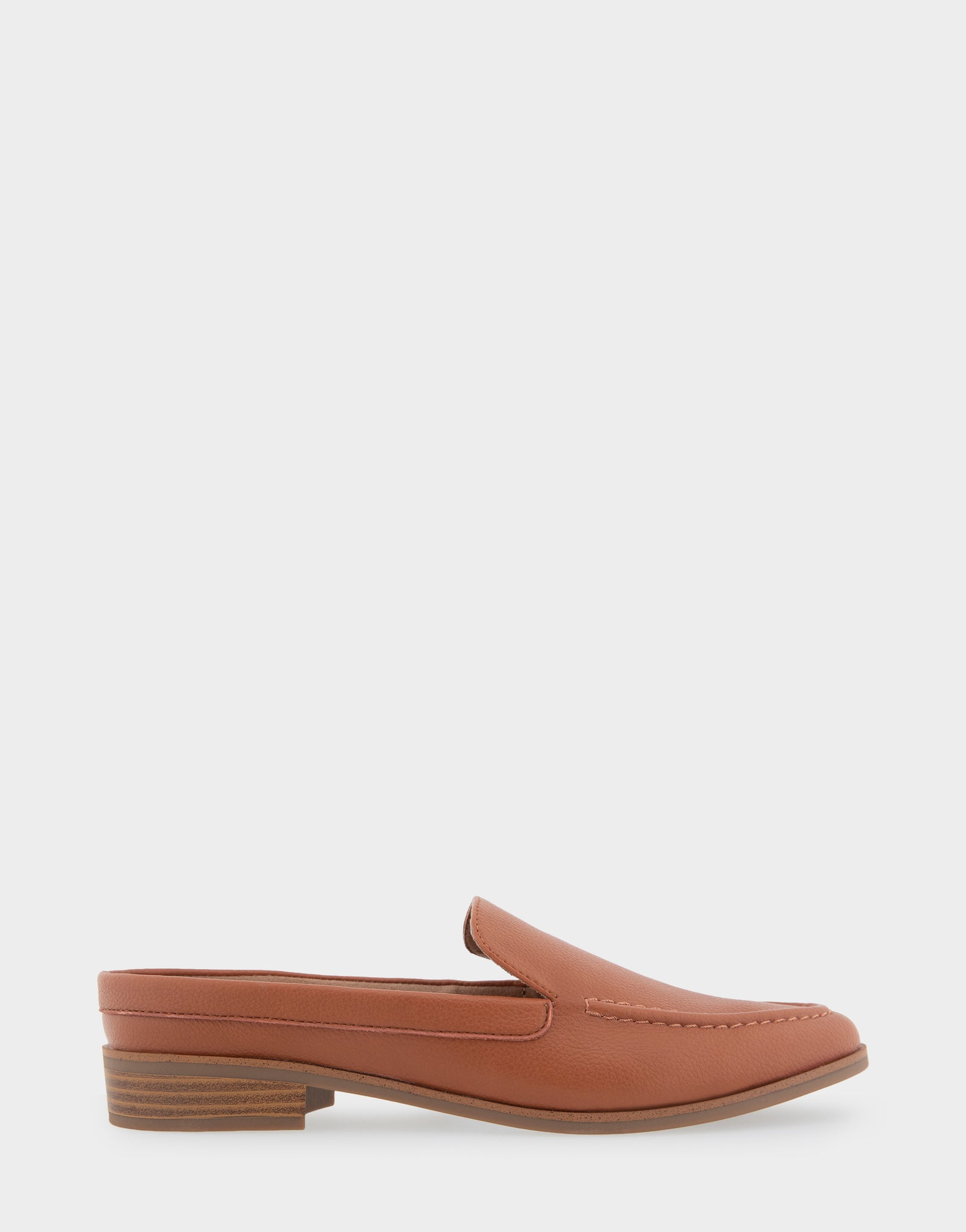 Women's Backless Slip On Loafer in Tan Faux Leather